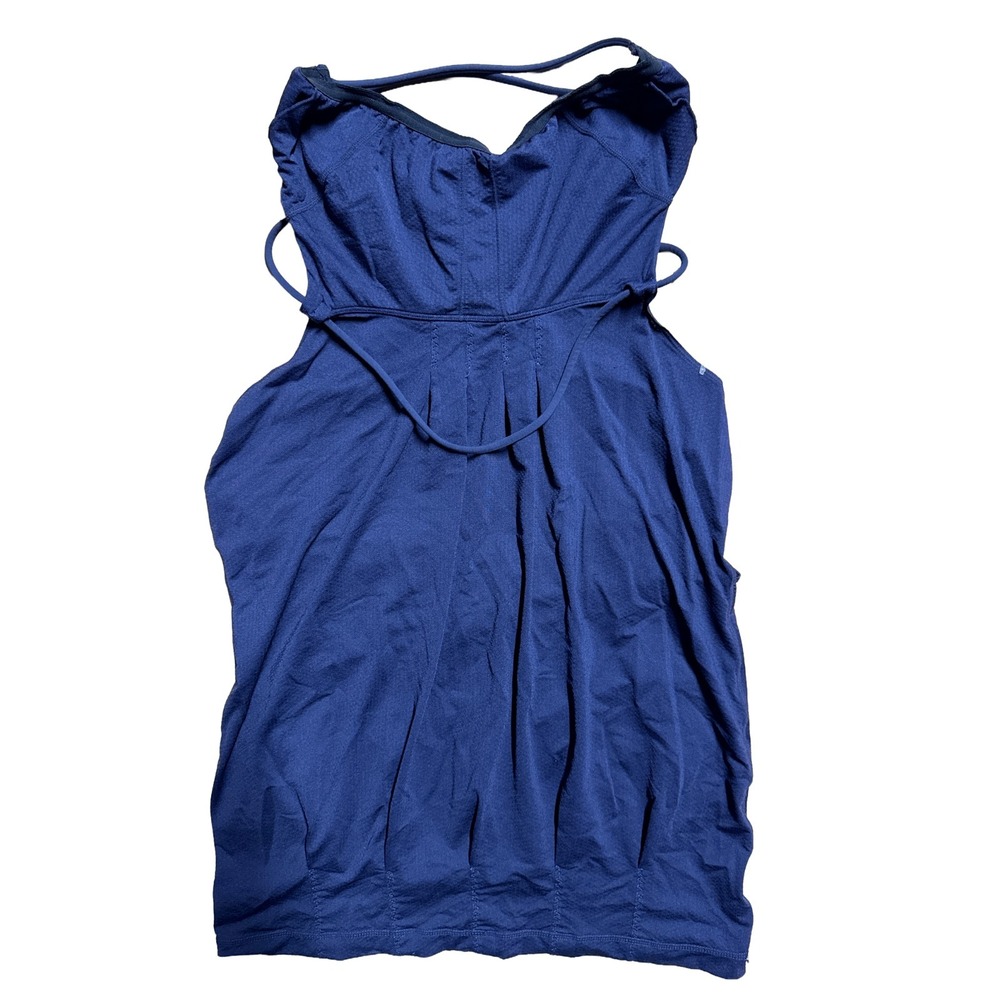 Lululemon Strappy Tank Top Sz 10 Built In Bra Blue Yoga Athletic Workout Y2K